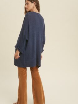 Open Front Woven Cardigan, Navy