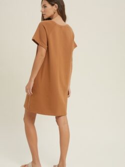 French Terry Mini Dress, Camel
