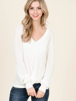 Twist Front Long Sleeve, Ivory