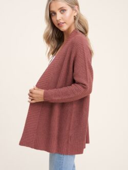 Ribbed Banded Front Cardigan