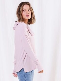 Cowl Neck Pullover, Pink Bamboo