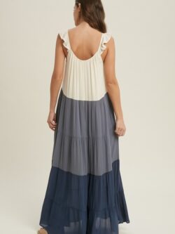 Blue Colorblock Tiered Maxi