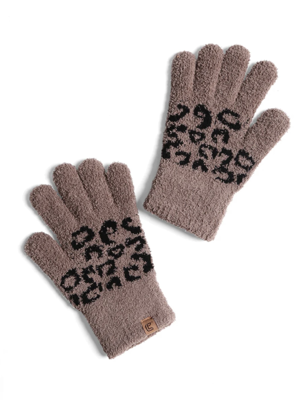 Leopard Fleece Gloves