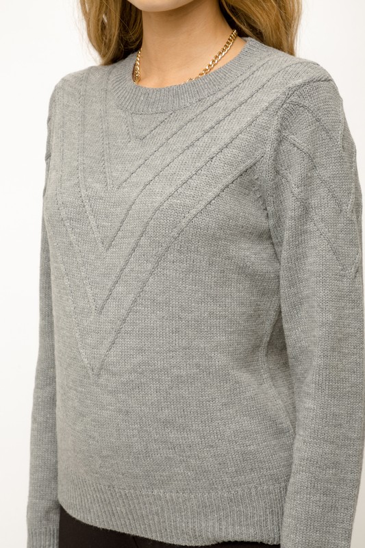 Crewneck V Stitch Design Sweater
