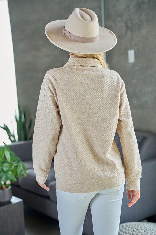 Funnel Neck Pullover, Oatmeal