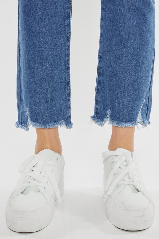 Frayed Hem Ankle Jeans