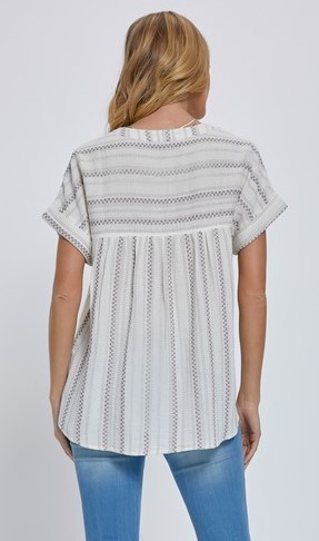 Relaxed Stripe Top, Grey/White