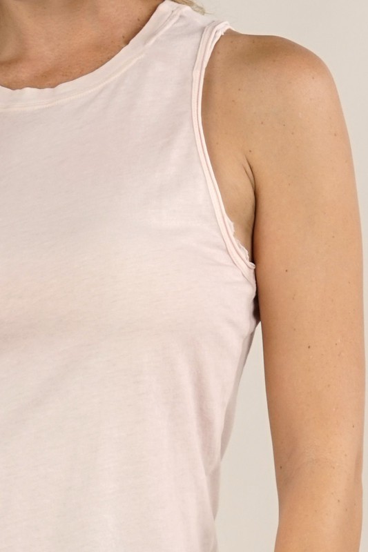 Tie-Dye Racer Back Tank. Light Pink