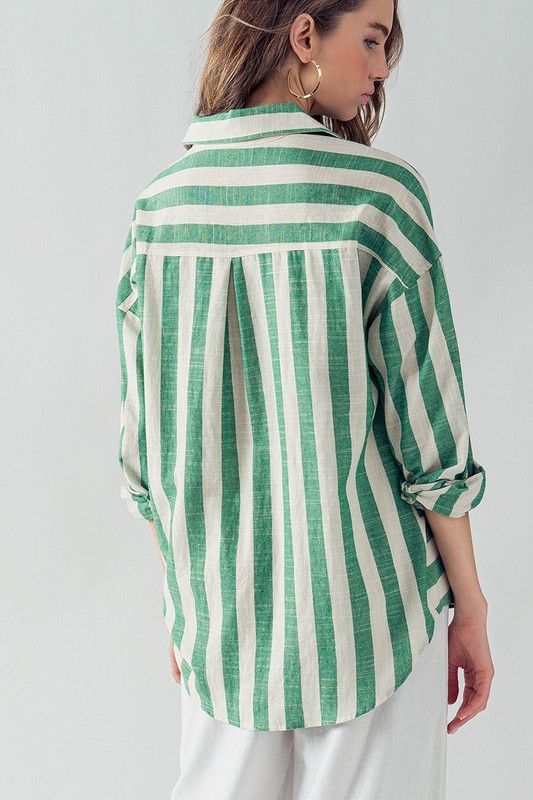 Stripe Shirt, Green/Cream