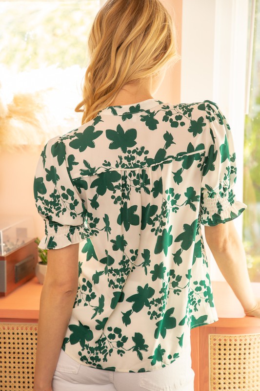 Restocked! Green Floral Blouse