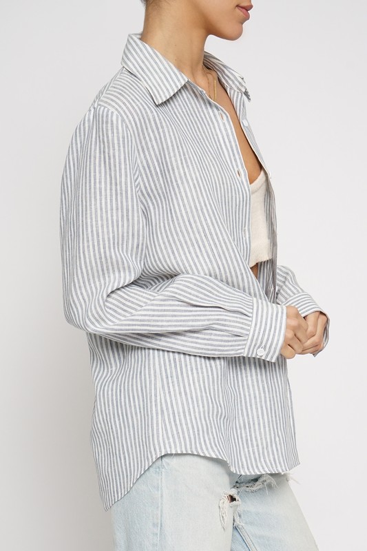 Stripe Linen Button Down Shirt