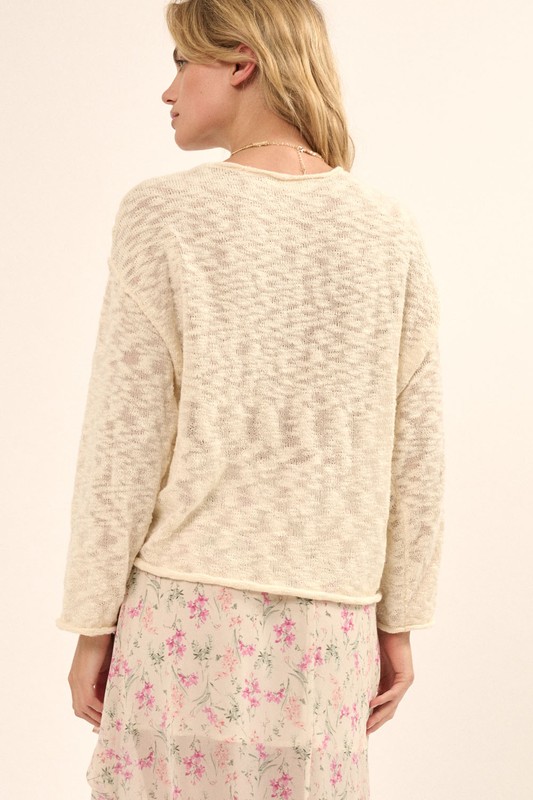 Rolled Neck Burnout Sweater