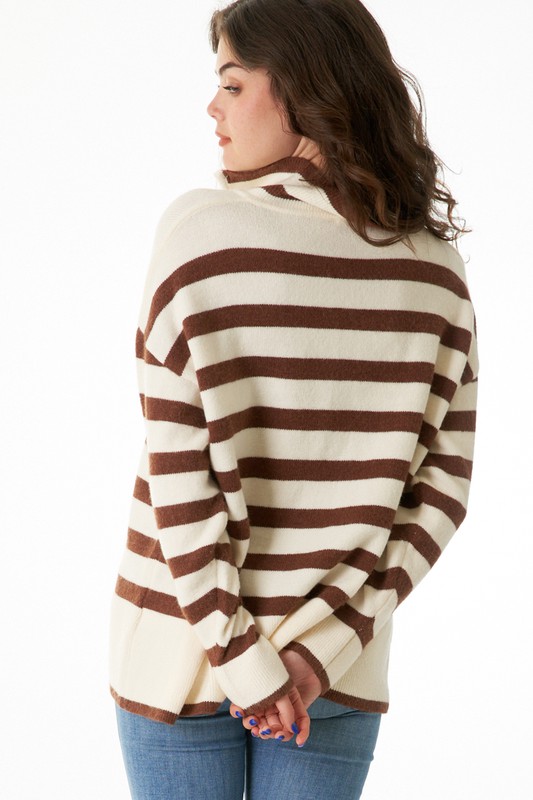 1/4 Zip Stripe  Sweater