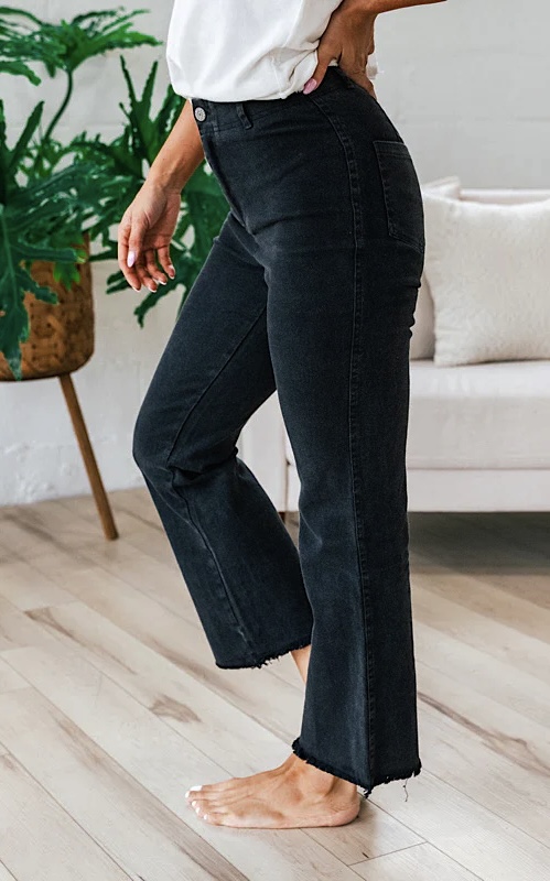Wide Leg Cropped Jean, Vintage Black