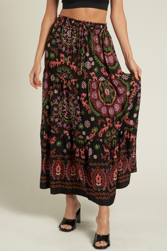 Tiered Floral Skirt