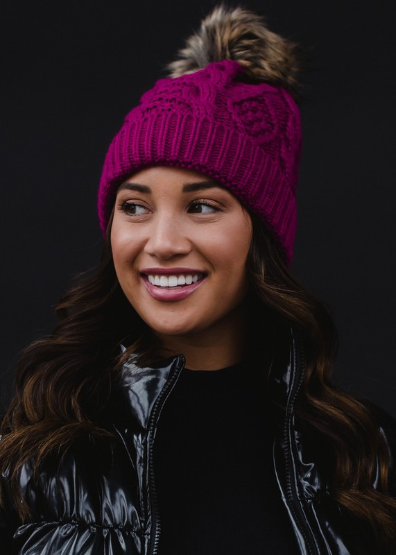 Cable Knit PomPom Beanie - Nikki Jane's Boutique