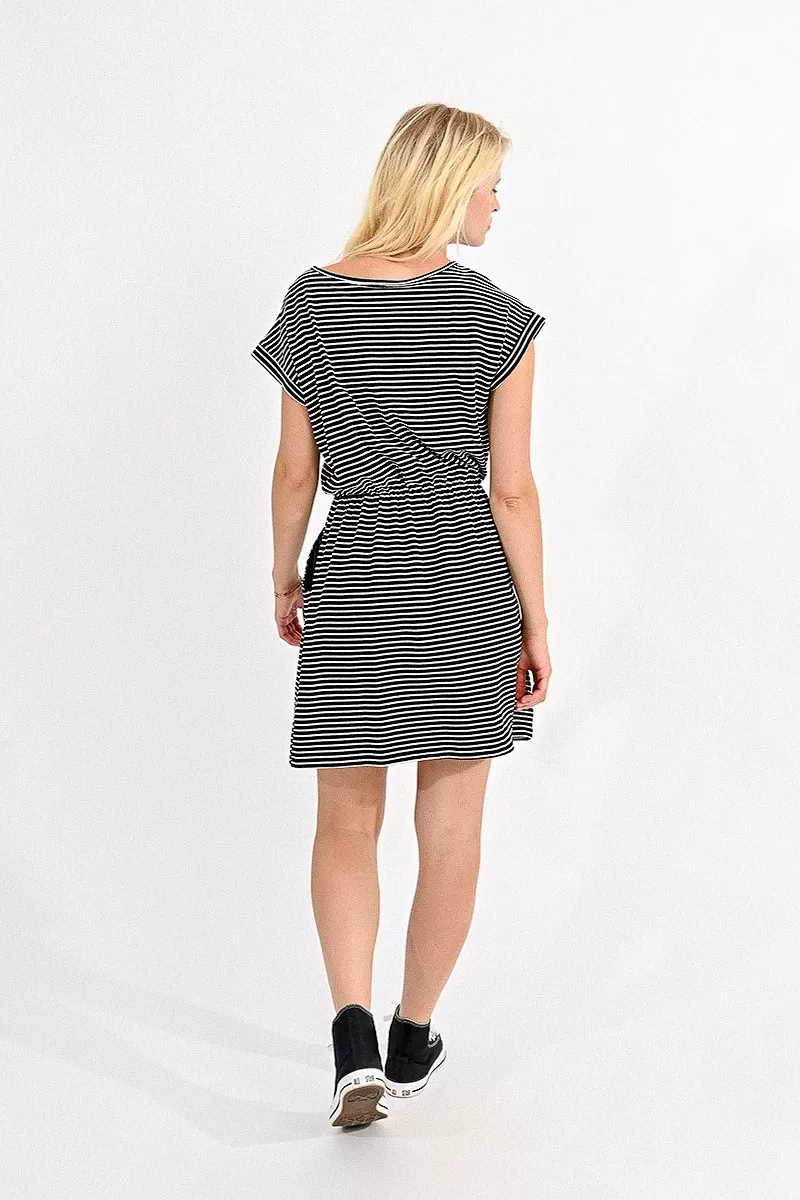 Striped Mini Dress, Black/White