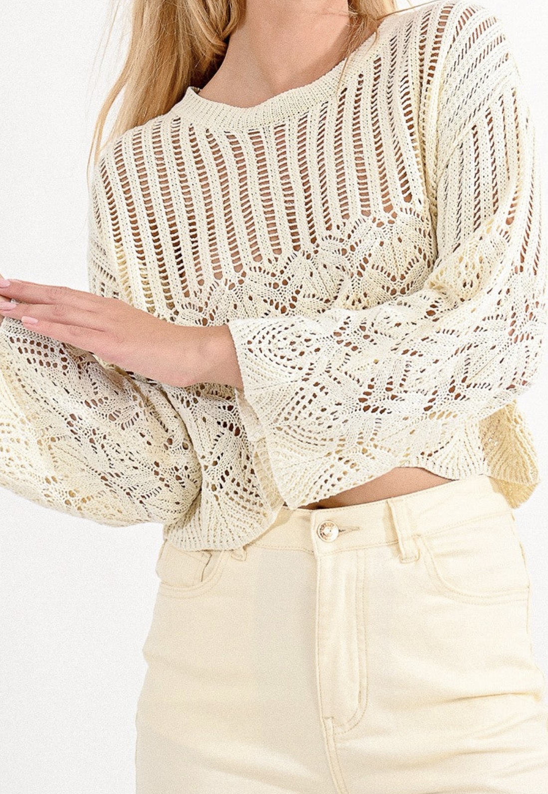 Cropped Crochet Pullover