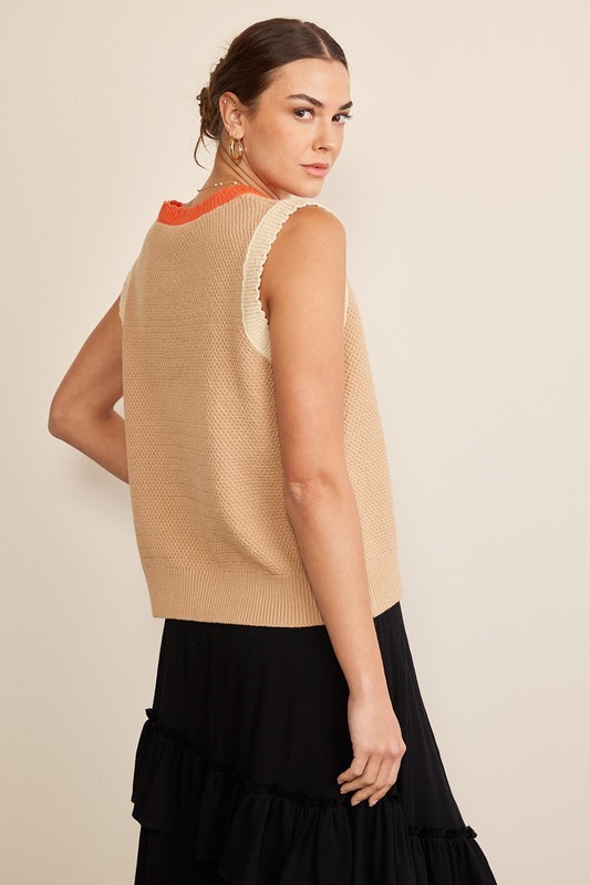 Colorblock Sleeveless Sweater