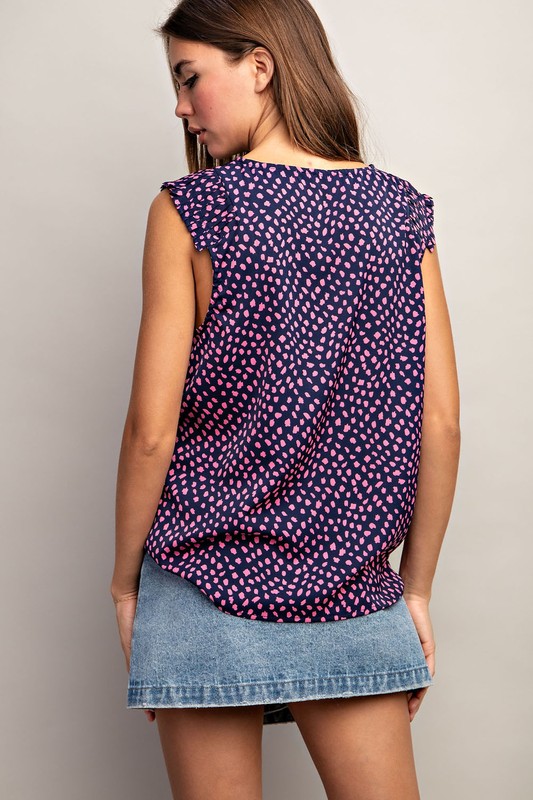 Speckled Print Sleeveless Top