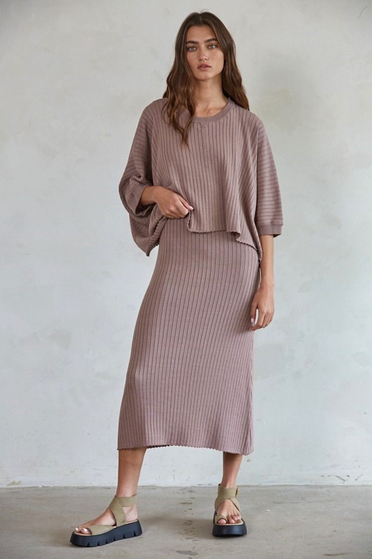 Knit Ribbed Pullover, Mocha