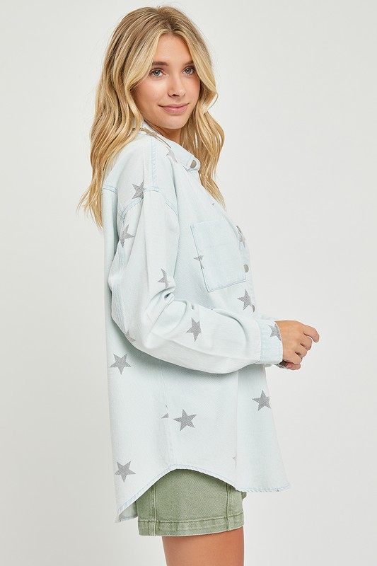 Snap Front Star Denim Shirt