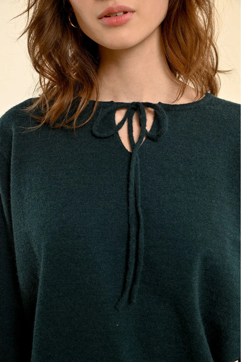 Tie Collar Knit Sweater