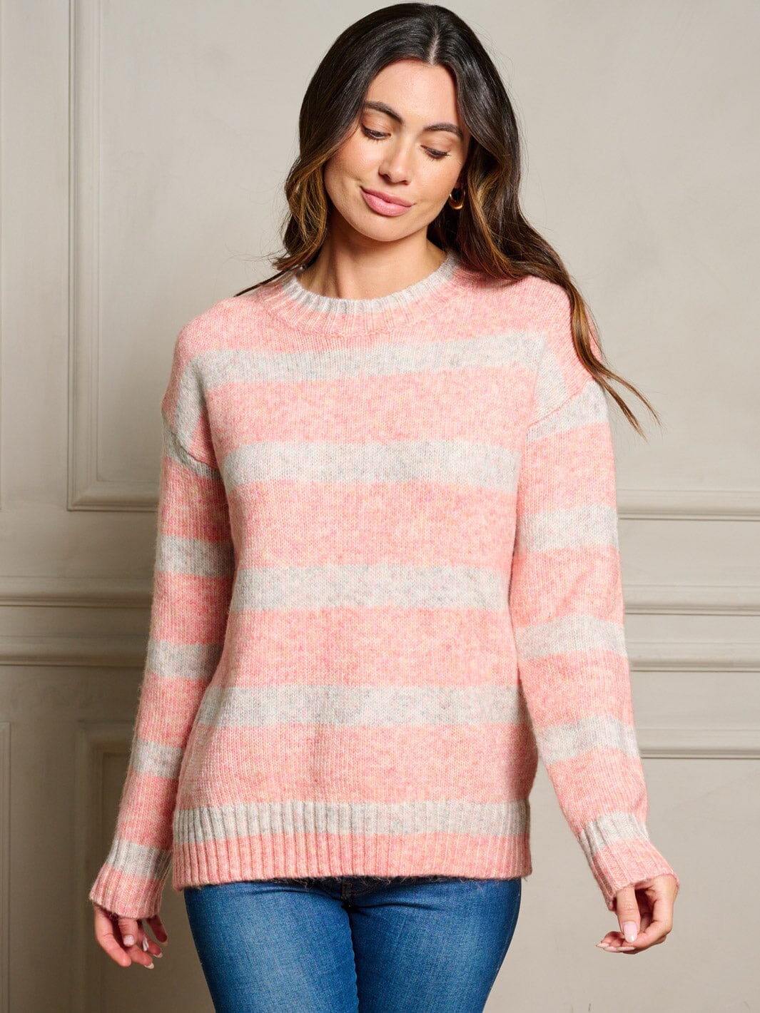 Pink/Grey Stripe Sweater