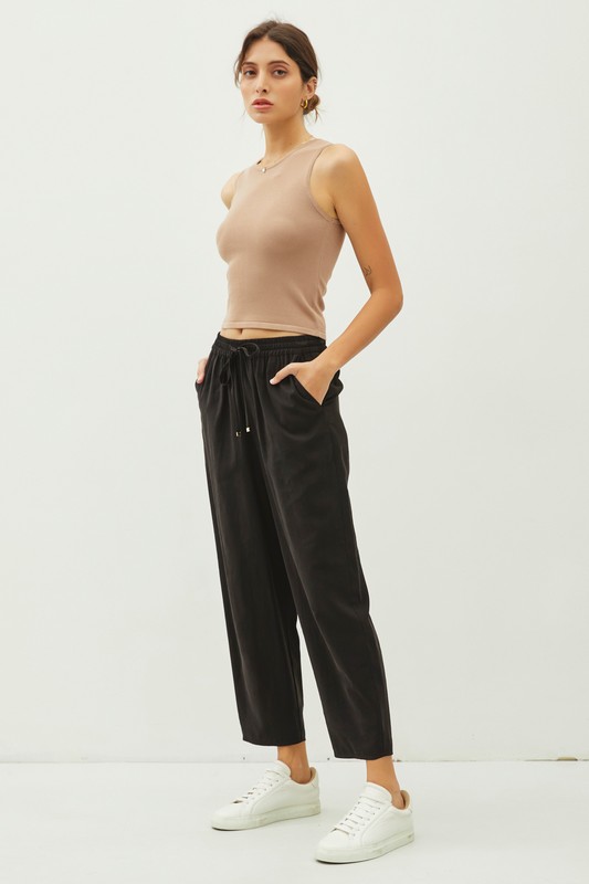 Rayon Blend Black Pant