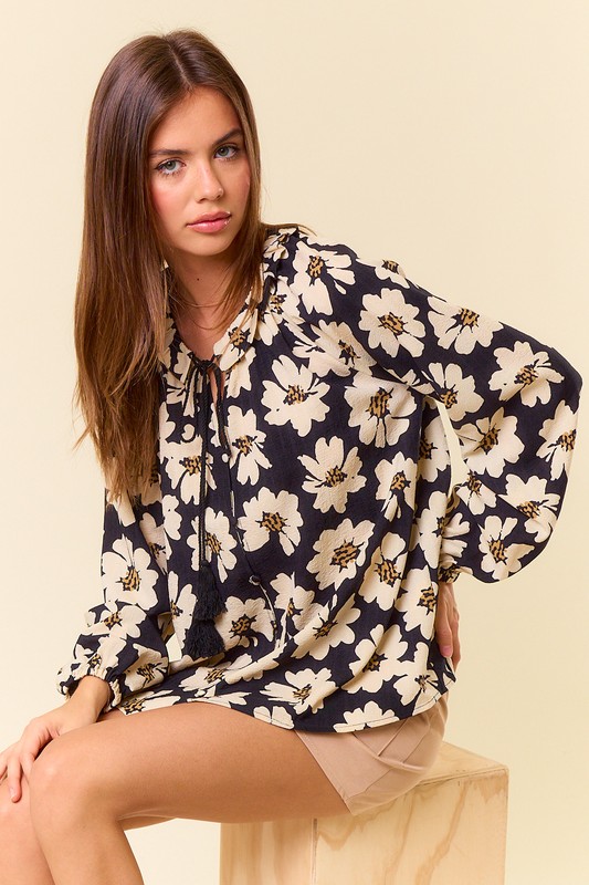 Long Sleeve  Floral Blouse