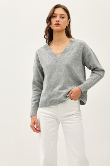 Marbled Grey V-neck Sweater