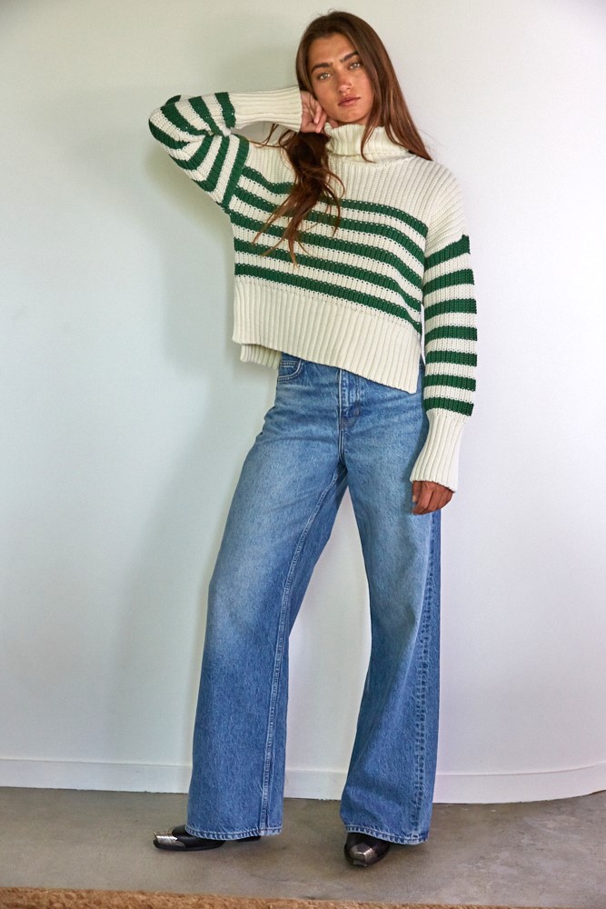 Chunky Green Stripe Sweater