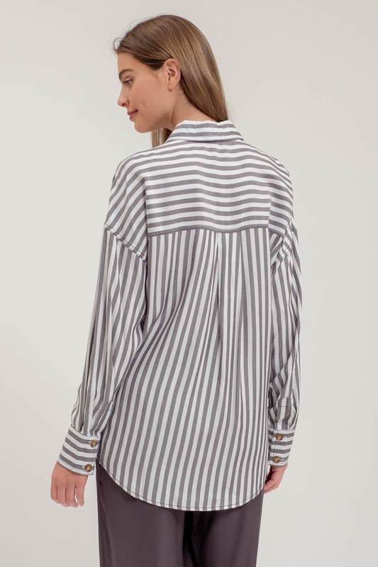 Grey Stripe Button Down