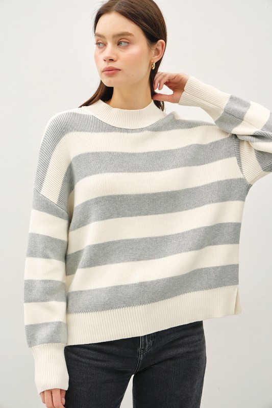 Ivory/Grey Chunky Stripe Sweater