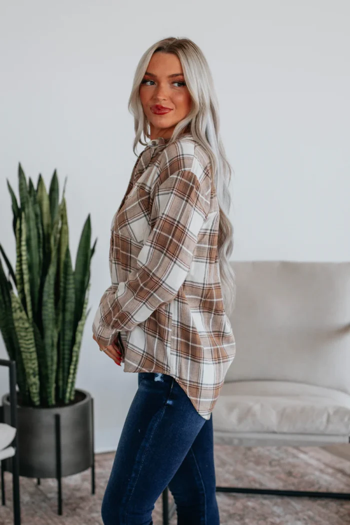 Flannel Shirt, Brown Plaid - Image 2