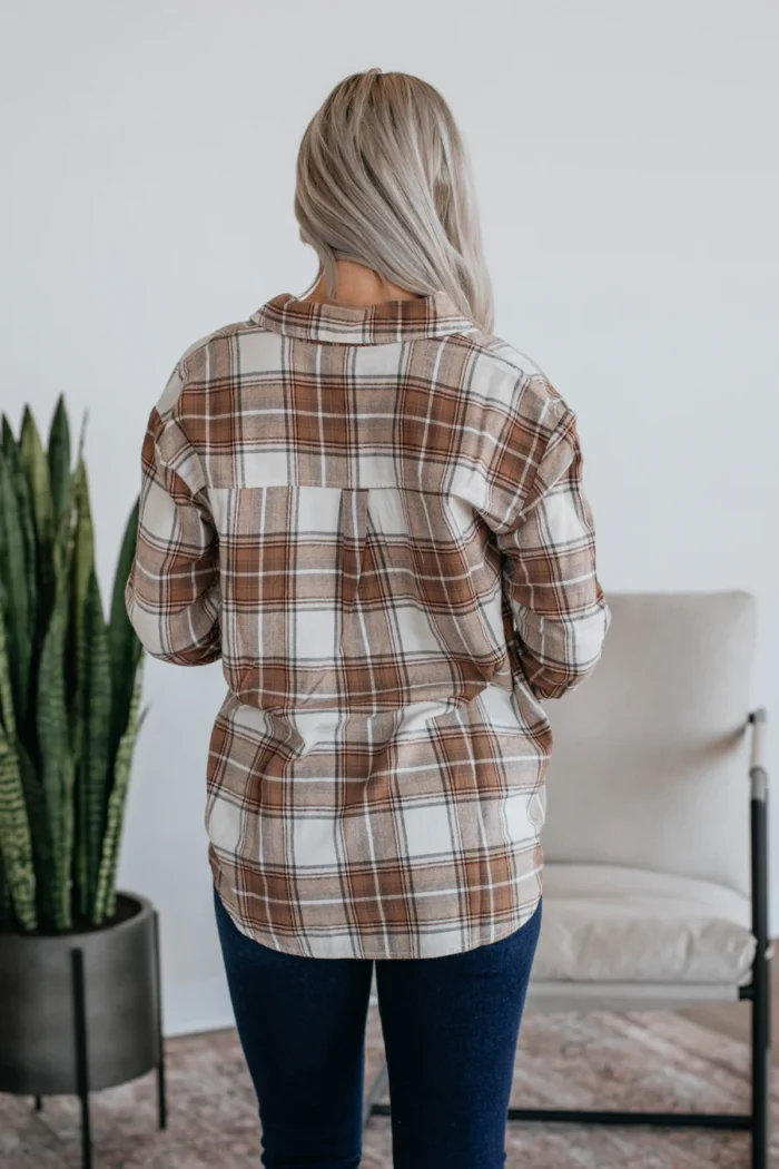 Flannel Shirt, Brown Plaid - Image 3