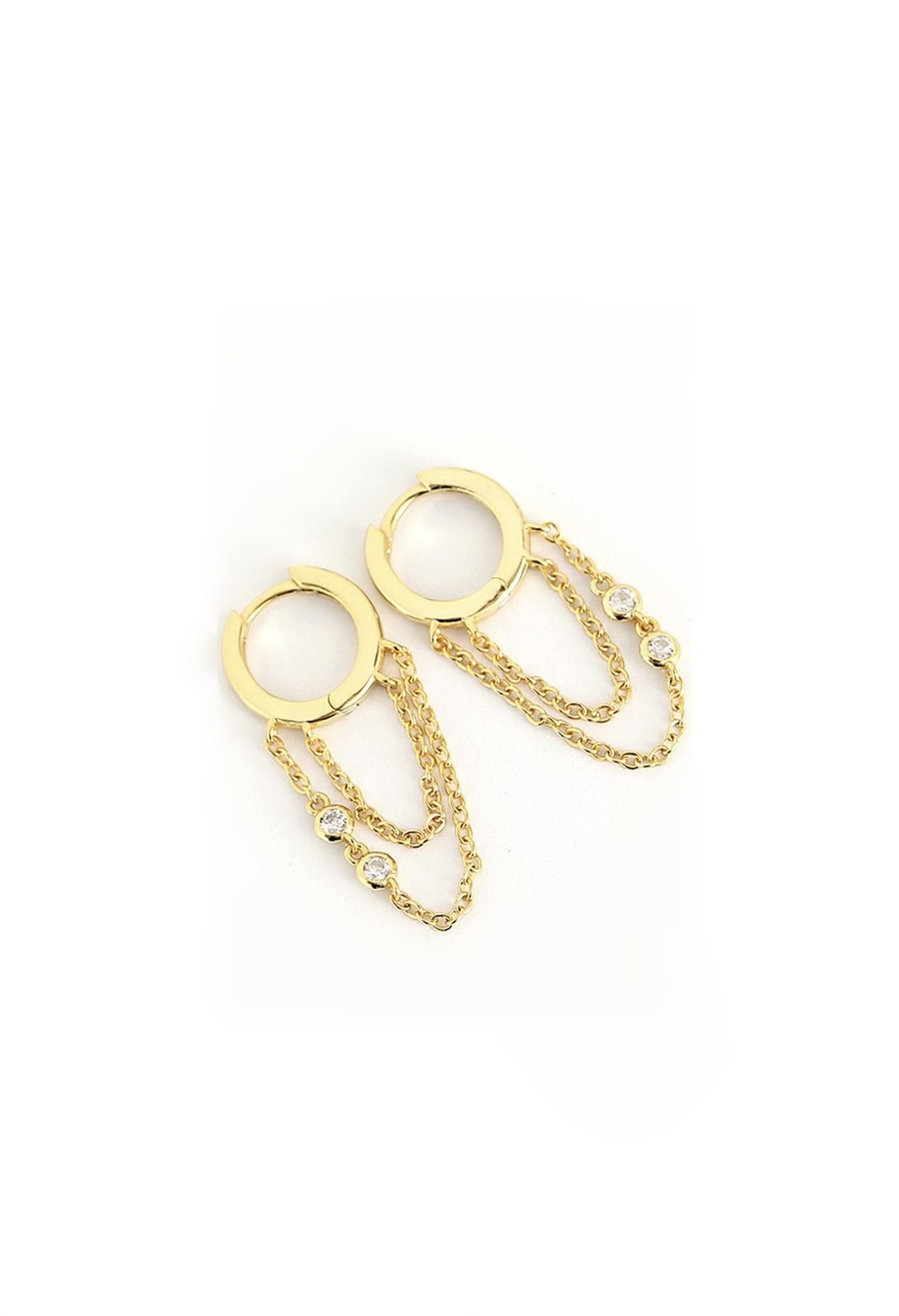 Chain Drop Huggie Hoop Earrings