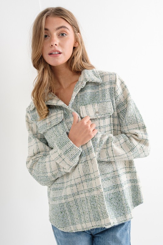 Boucle Brushed Plaid Shacket