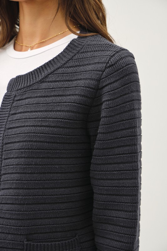 Open Front Cardigan, Charcoal