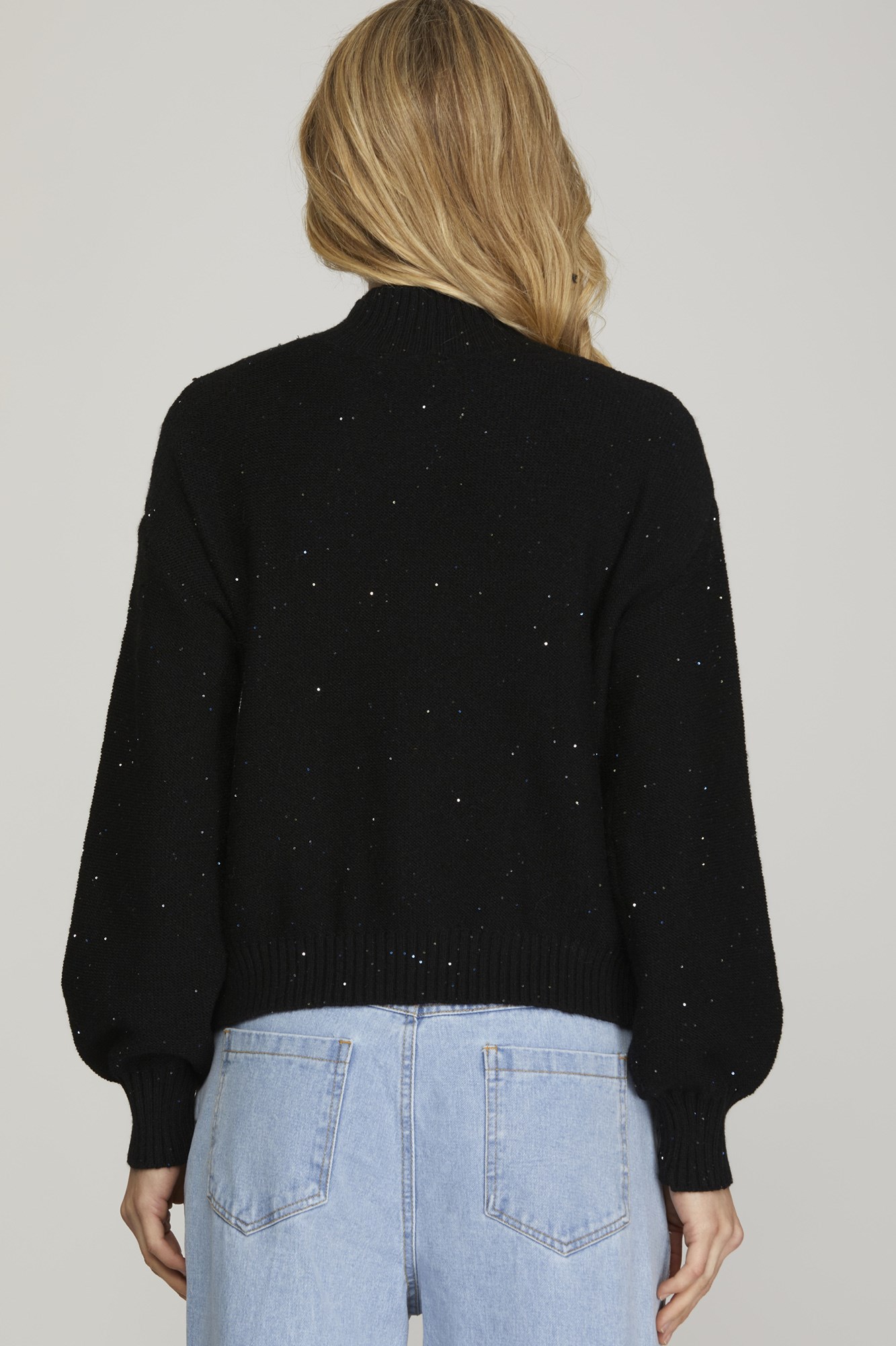 Black Sequin Detailed Sweater