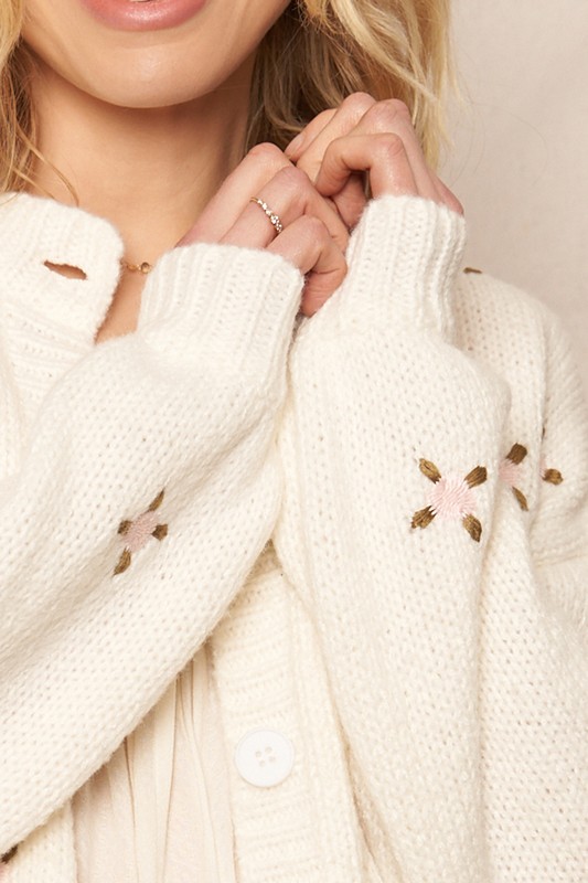 Embroidered Knit Cardigan