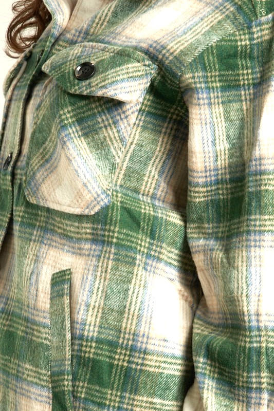 Green/Cream Plaid Shacket