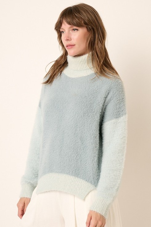 Colorblock Fuzzy Sweater