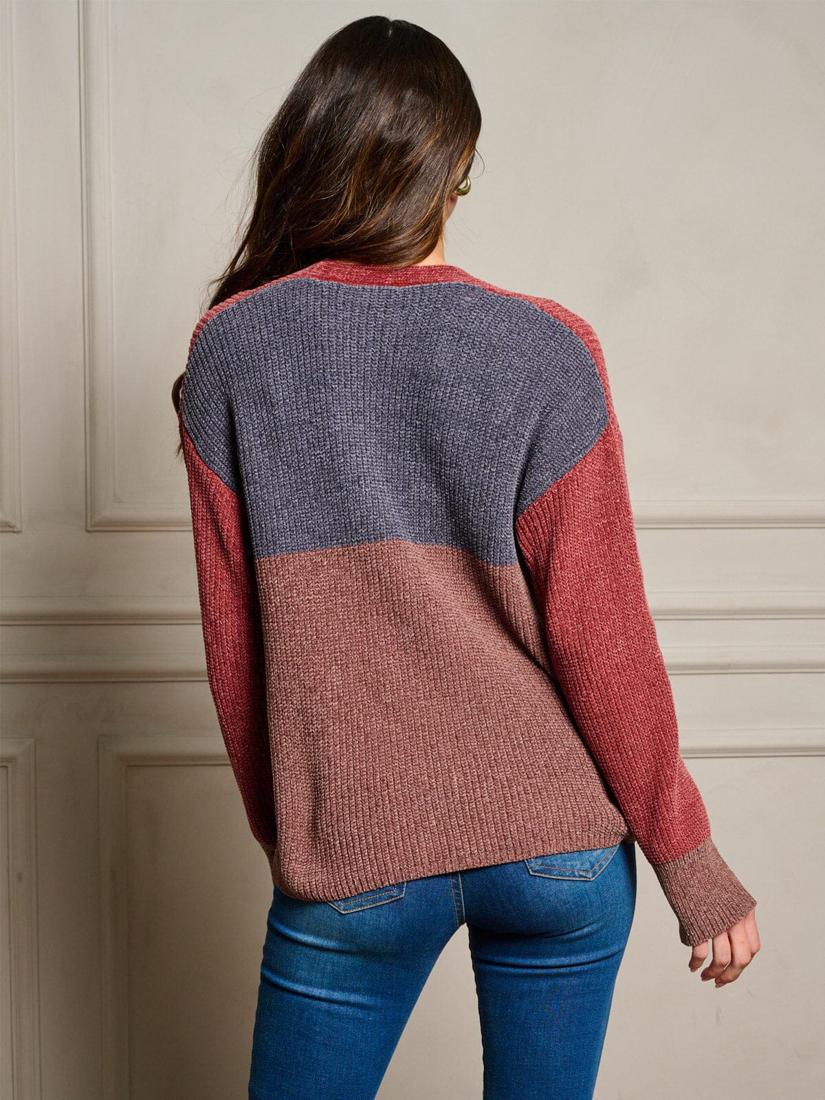 Colorblock Chenille Cardigan