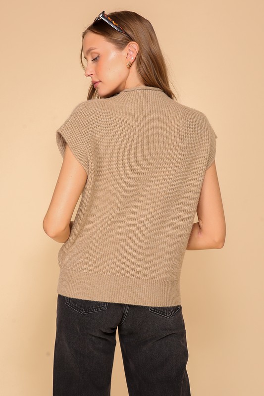 Mock Neck Short Sleeve Sweater