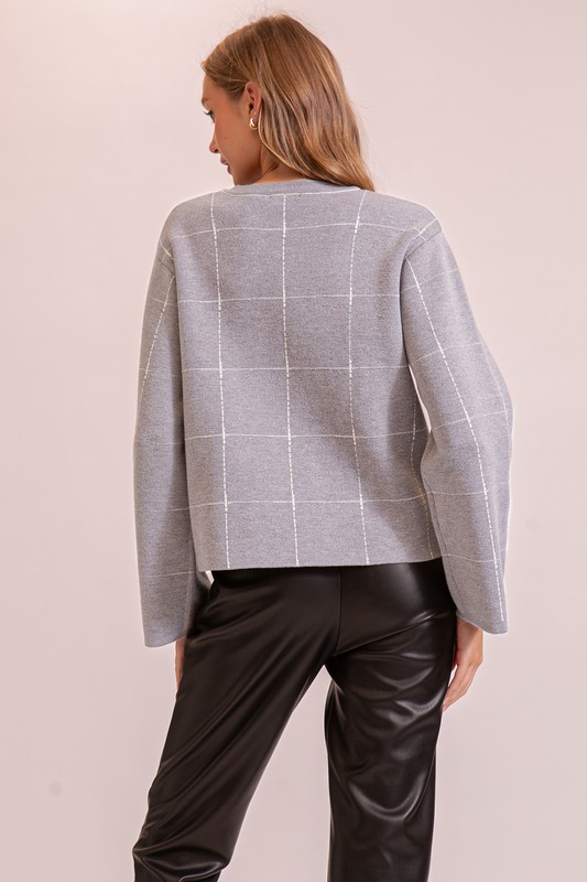 Heather Grey Grid Sweater