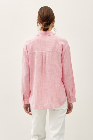 Pinstripe Button Down Shirt, Rose