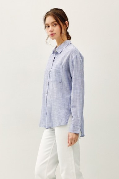 Blue Pinstripe Button Down Shirt