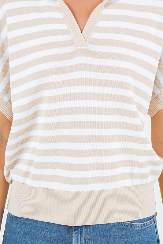 Short Sleeve Stripe Sweater