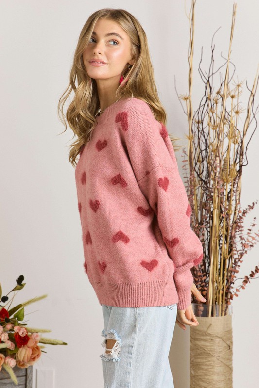 Cozy Red Heart Sweater